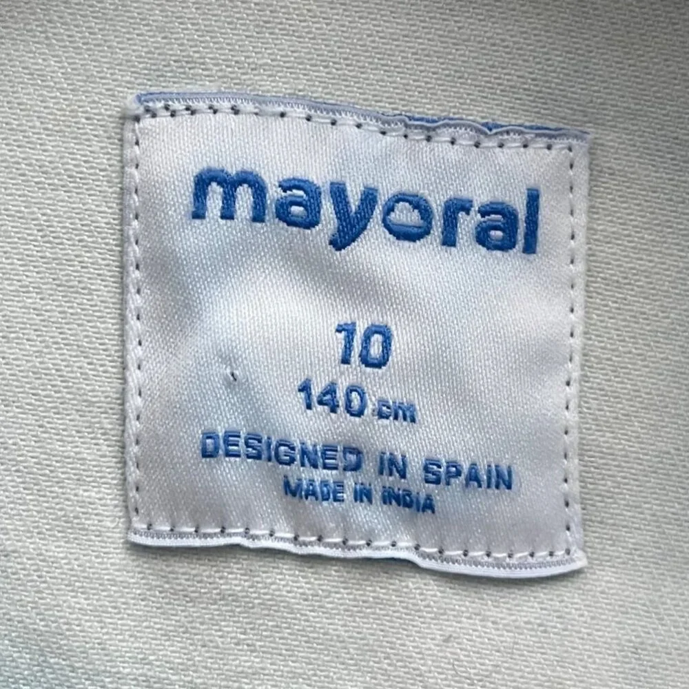Mayoral Girls Denim Vest Size 10 Pearl Studded Light Wash Jean Jacket Western